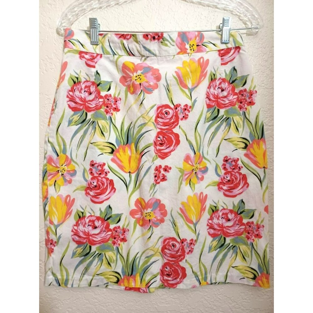 BEMSEY Floral 100% Pamuk Cotton A-Line Skirt Sz 12 European above knee